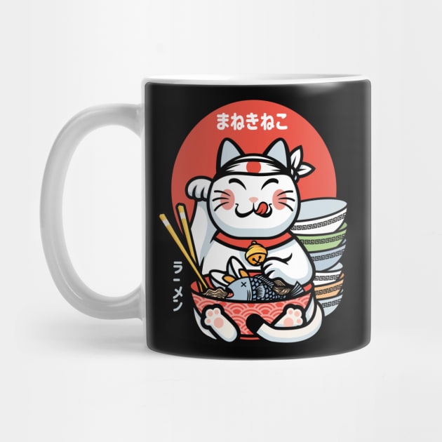 Good luck ramen cat - maneki neko by redwane